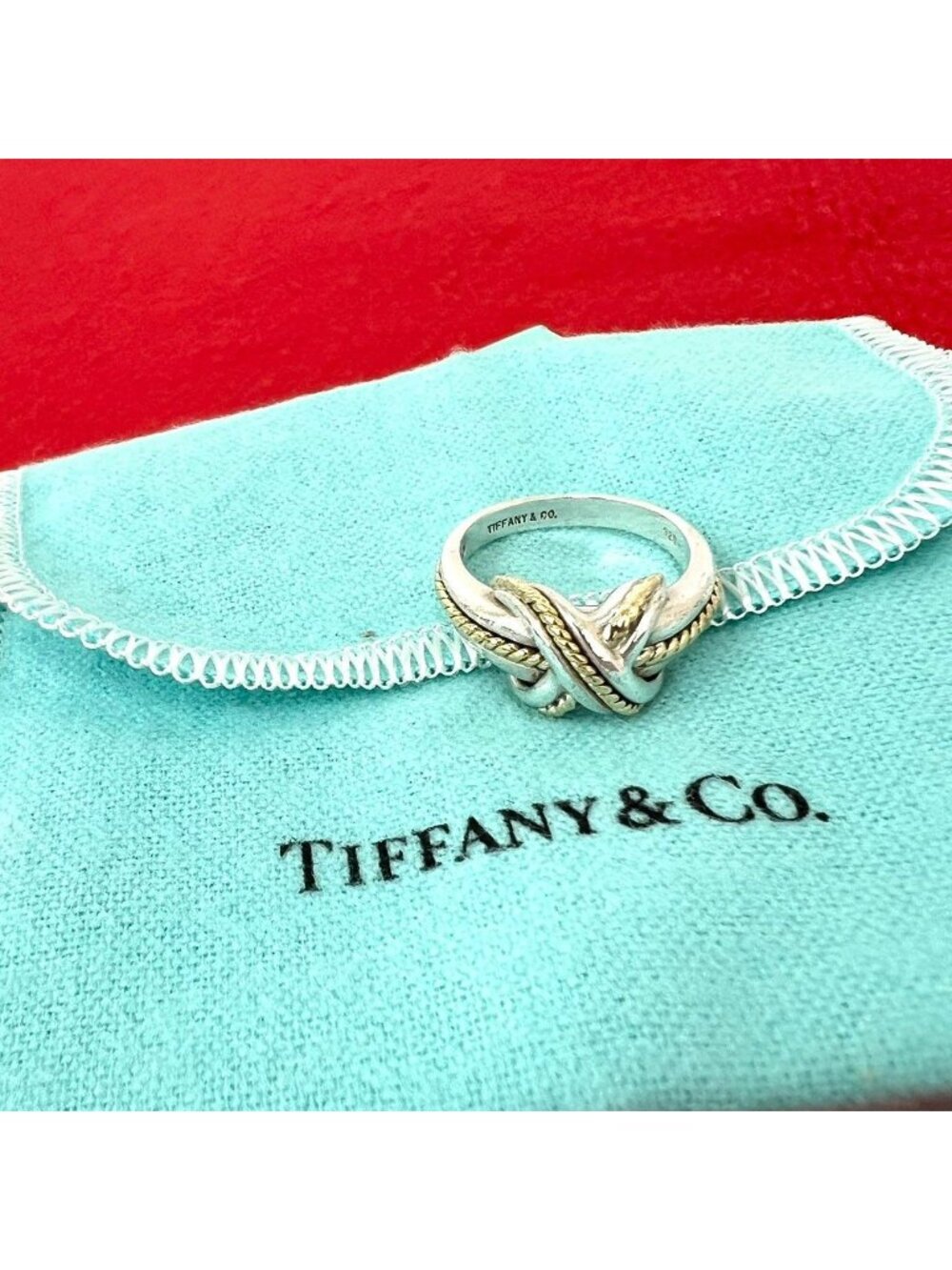 Tiffany & Co Vintage Signature Ring Silver Gold